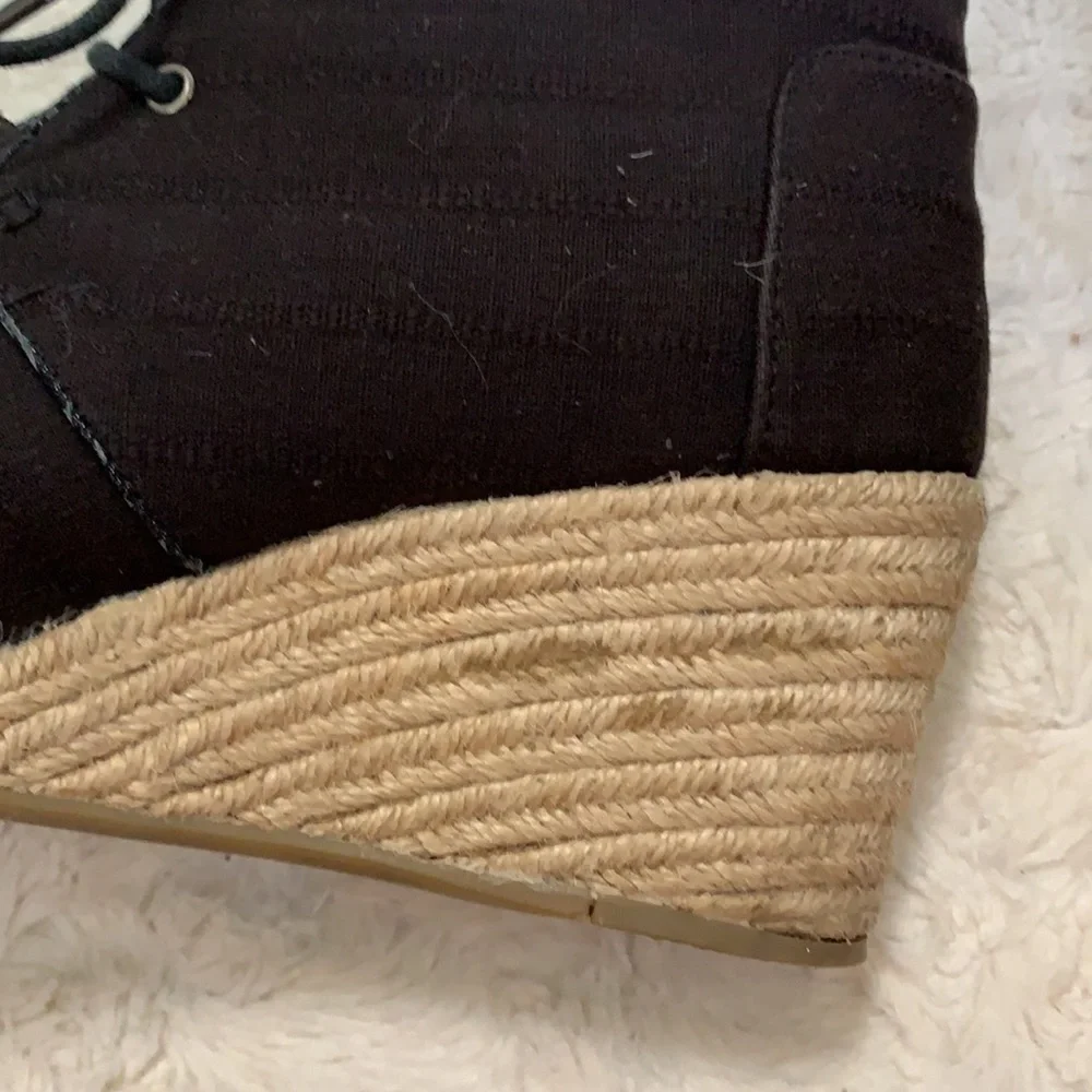 Toms espadrille wedge black lace up booties